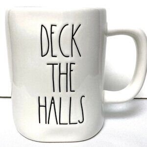 Rae Dunn DECK THE HALLS Coffee Mug Artisan Collection by Magenta White Red